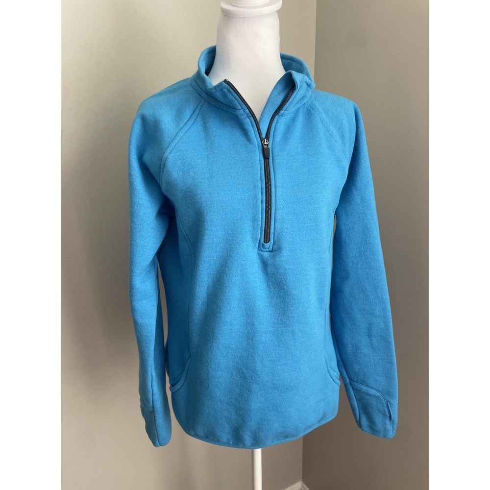 30A Dumpster Diver Women L Sweatshirt 1/4 Zip Blue Recycle Sustainable Eco Beach